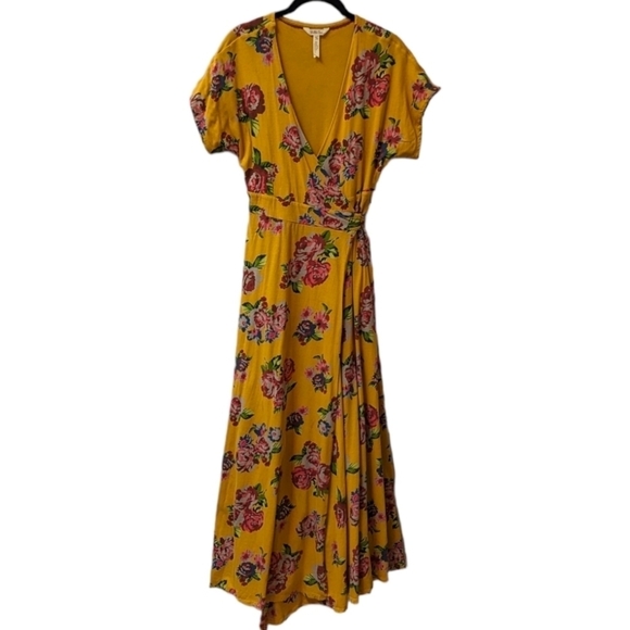 MATILDA Jane Alana Floral Yellow Wrap Tiefront Cotton Maxi Dress (XS) - Picture 1 of 6